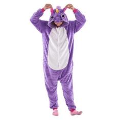 Imagem de Fantasia Macacão de Unicórnio Kigurumi Infantil Lilás Com Capuz - Fant