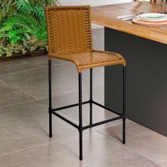 Imagem de Banqueta Alta Diplomata em Aço Carbono e Fibra Sintética