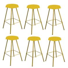 Imagem de Kit 06 Banqueta Alta Lari Dourado Amarelo