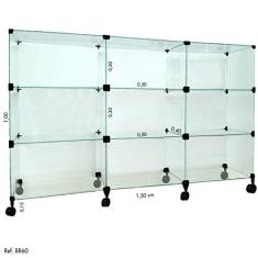 Imagem de Balcão de Atendimento Modulado em Vidro com Rodízios - 1,50x 1,00 X 0,40