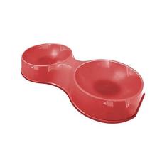 Imagem de COMEDOURO PLAST. POP GATO DUPLO 190 ML (VERMELHO)