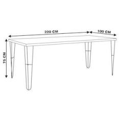 Imagem de Mesa Sala de Jantar Ludiana 220cm Grafite Madeira Maciça