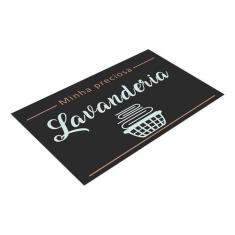 Imagem de Tapete Capacho De Lavanderia Cesto 60x40 Antiderrapante