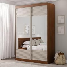 Imagem de Guarda-roupa Solteiro 2 Portas com Espelho Samambaia Cabecasa Madeiramadeira Freijó/Off White