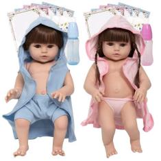 Imagem de Boneca Reborn Gêmeos Realista Casal Cabelo Castanho + Itens