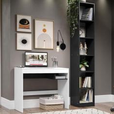 Imagem de Escrivaninha Madesa Rubi + Estante Livreiro 6906 - Branco/preto