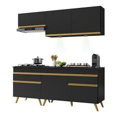 Imagem de Armário de Cozinha Compacta 190cm com Leds Veneza Up Multimóveis V2030 Preto/dourado