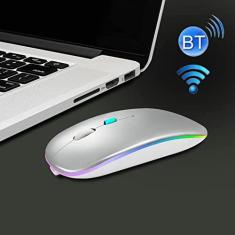 Imagem de Y20 4 Keys Colorful Glow Charging Mute Mouse Notebook Game Wireless Mouse, Colour: 2.4G + Bluetooth (Silver)