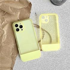 Imagem de Capa de telefone com suporte de suporte para iPhone 14 13 12 11 Pro Max XR X XS Max 7 8 Plus Suporte de silicone macio transparente Capa traseira transparente, amarela, para iPhone SE (2020)