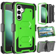 Imagem de Takfox Capa para Galaxy S23 FE 5G, para Samsung S23 FE 5G 2023, protetor de tela integrado, suporte, clipe de cinto, coldre de corpo inteiro, proteção de camada dupla de grau militar, à prova de