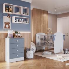 Imagem de Quarto de Bebê Completo Cômoda 4 Gavetas com Berço Arco-Íris - Móveis 