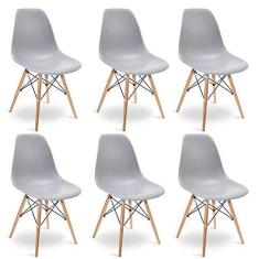 Imagem de Kit 6 Cadeiras Charles Eames Eiffel Wood Design Jantar 