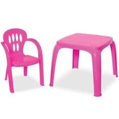 Imagem de Kit Mesa Mesinha E 1 Cadeira Infantil Plástico Azul Ou Rosa
