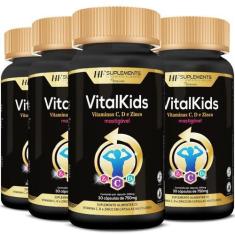 Imagem de 4X Vitalkids Vitamina C D Zinco Infantil 30Caps Mastigavel - Hf Suplem