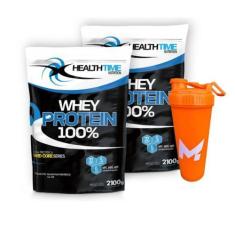 Imagem de 2X Whey Protein 100% 2,1Kg (4,2Kg) Healthtime  + Coqueteleira Shaker 7