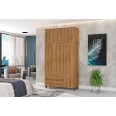 Imagem de Roupeiro/Guarda Roupas HOU Triplex 3 Portas + 2 Gavetas Com Cabideiros em Alumínio Cor Nature