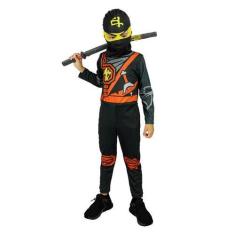 Imagem de Fantasia Ninja Go Infantil Preto Longa Com Gorro - Fantasias Carol Ef