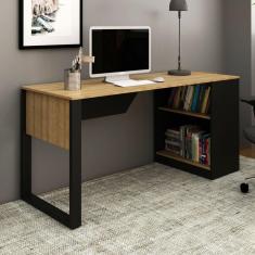 Imagem de Mesa para Escritório 1 Prateleira Me4182 Amêndoa/Preto - Tecno Mobili