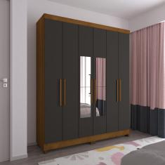 Imagem de Guarda Roupa Casal 6 Portas com Espelho e Pés Gênova Luciane Móveis