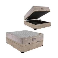 Imagem de Cama Box Baú + Colchão Viúva Molas Ensacadas Airtech 128cm Bege - Supo