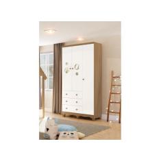Imagem de Guarda Roupa Bebê Moveis Peroba Bolinha Mdf 03 Portas