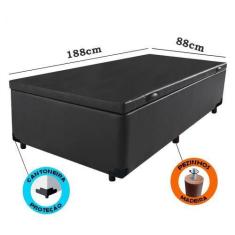 Imagem de Cama baú solteiro sintetico preto - Real Comfort estofados