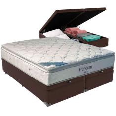 Imagem de Cama Box Baú Marrom E Colchão Freedom Molas Ensacadas Queen Ortobom