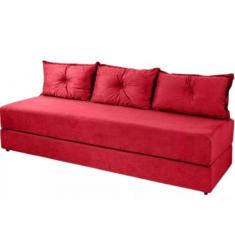 Imagem de Sofanete Sofá de 3 lugares Sofá Cama de Casal Bicama em Suede Vermelho