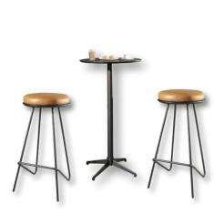 Imagem de Conjunto Mesa Bistrô Elegance com 2 Banquetas Canastra Metal Preto