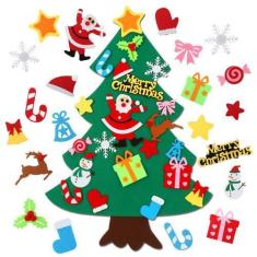 Imagem de Árvore de Natal de feltro CASA CLAUSI DIY Decor 80 cm com 22 enfeites