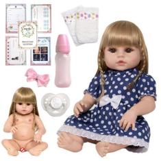 Imagem de Boneca Reborn Loira Princesa Laura Com 13 Itens Chupeta - Cegonha Rebo
