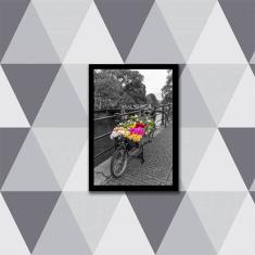 Imagem de Quadro Decorativo Bicicleta Com Flores Coloridas 45x34cm