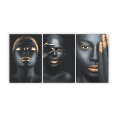 Imagem de Quadros Decorativos Mulhere Negras Maquiagem  180X60