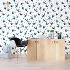 Imagem de Papel De Parede Adesivo Passarinhos N012127 Rolo 0,58X3M