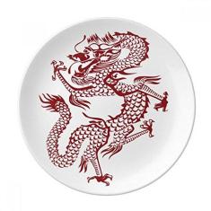 Imagem de Prato de sobremesa de dragão chinês decorativo de porcelana de 20,32 cm para jantar em casa