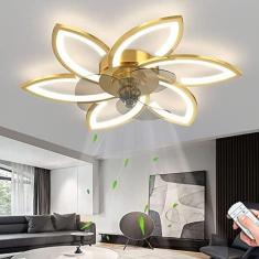 Imagem de Ventilador de teto com iluminação, silencioso e moderno LED Ventilador de luz de teto Luz de ventilador regulável com controle remoto/APP temporizador Lâmpada de ventilador para sala de es