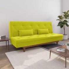 Imagem de Sofá Cama 3 Lugares em Suede Tokio Yescasa Amarelo/Mel