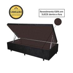 Imagem de Cama Box Baú Luxo Blindado Solteirão NK Camas Suede Preto 41x96x203