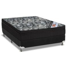 Imagem de Cama Box Casal: Colchão Molas Ortobom Nanolastic iso Firme + Base crc Suede Black(138x188)