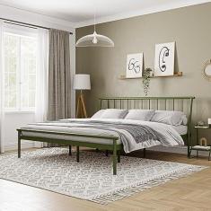 Imagem de Cama King em Aço Begônia Cabecasa Madeiramadeira Verde Musgo