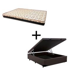 Imagem de Cama Box Baú Casal 138 Tecido Sintético Marrom Com Colchão Praia Bello Box - D28 Amarelo 58x138x188