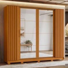 Imagem de Guarda-roupa 04 Portas Jacarandá com Espelhos Cinamomo/Off White