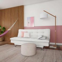 Imagem de sofá-cama 3 lugares casal qualidade couro sintético branco