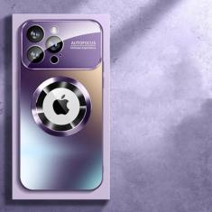 Imagem de Capa de telefone de proteção total com lente de vidro fosco para iPhone 11 12 13 14 Pro Max Capa magnética para celular, roxa, para iPhone 14