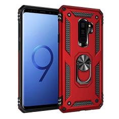 Imagem de SORAKA Capa para Samsung Galaxy S9 Plus com suporte de anel capa protetora para Samsung Galaxy S9 Plus capa traseira de policarbonato rígido com placa de metal para suporte magnético de telefone carro