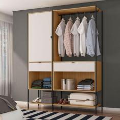 Imagem de Guarda-Roupa Closet Modulado Maverick 1 PT 2 GV Carvalho e Off White 150 cm