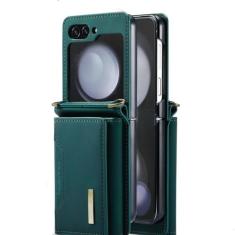 Imagem de Carteira crossbody cartões capa de couro para Samsung Galaxy Z Flip 5 3 4 5G Flip5 Flip4 bolsa de corda longa capa de cordão de bolso, verde, para Samsung Z Flip 5
