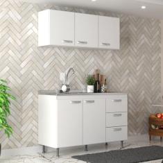 Imagem de Cozinha Compacta Kiara 5 Portas 3 Gavetas Branco - Pnr Móveis