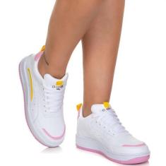 Imagem de Tênis Casual Branco Blogueira para Treino Caminhada Dia a Dia Classek,