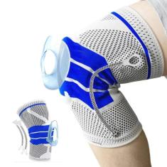 Imagem de Joelheira Compressão Pad Silicone Aço Flexível Estabilidade Futebol Esportiva Musculação Tênis Cross-Unissex